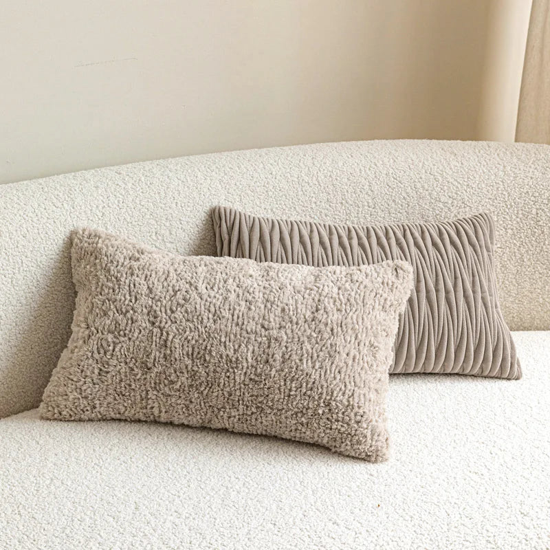 coussins décoratifs géométriques polyester 100% nordique contemporain beige gris clair 30x50cm