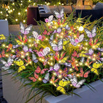 lampe solaire papillons fleurs bleu orange violet vert extérieure décoration noël jardin lumière