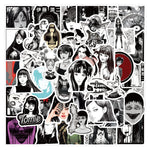 stickers adhésifs étanches gothiques manga abstraits visages grimaçants tomie kawakami junji ito