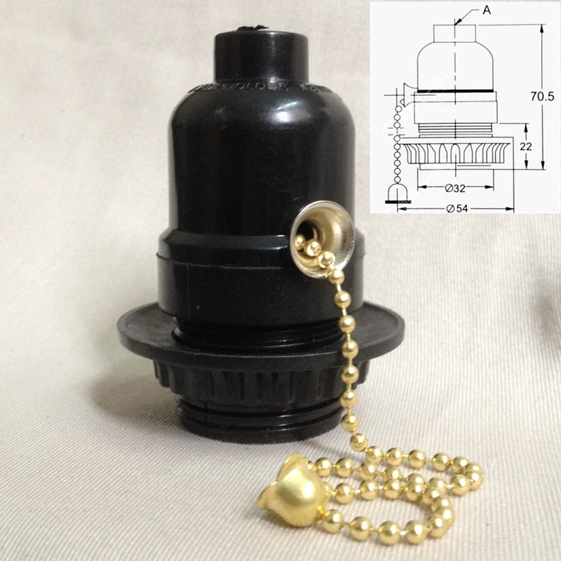 socle lampe moderne bakélite noir interrupteur chaîne cloche dorée ul certification đèn