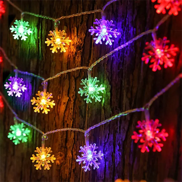 guirlande lumineuse flocons neige blanc multicolore occasion noël anniversaire mariage festive