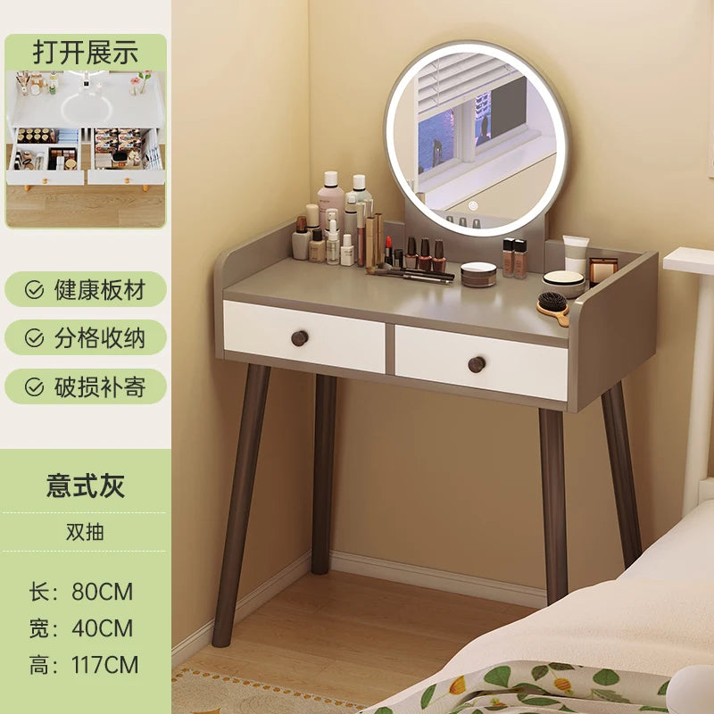 maquillage blanc moderne tabouret miroir tiroirs bois minimaliste