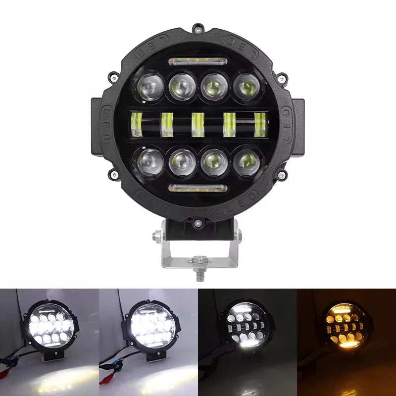 projecteur led phare noir ribbed moderne vis fixé 12v 24v antibrouillard éclairage routier haute