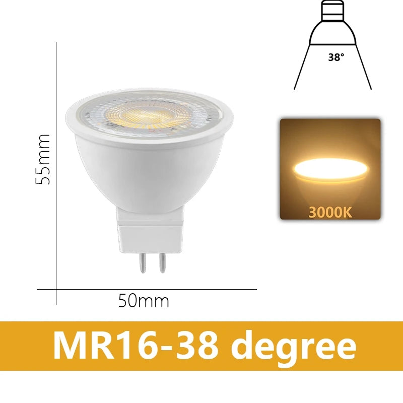 ampoules led blanc modernes 3w 5w 6w 7w 12v 3000k 4000k 6000k 120° 38°