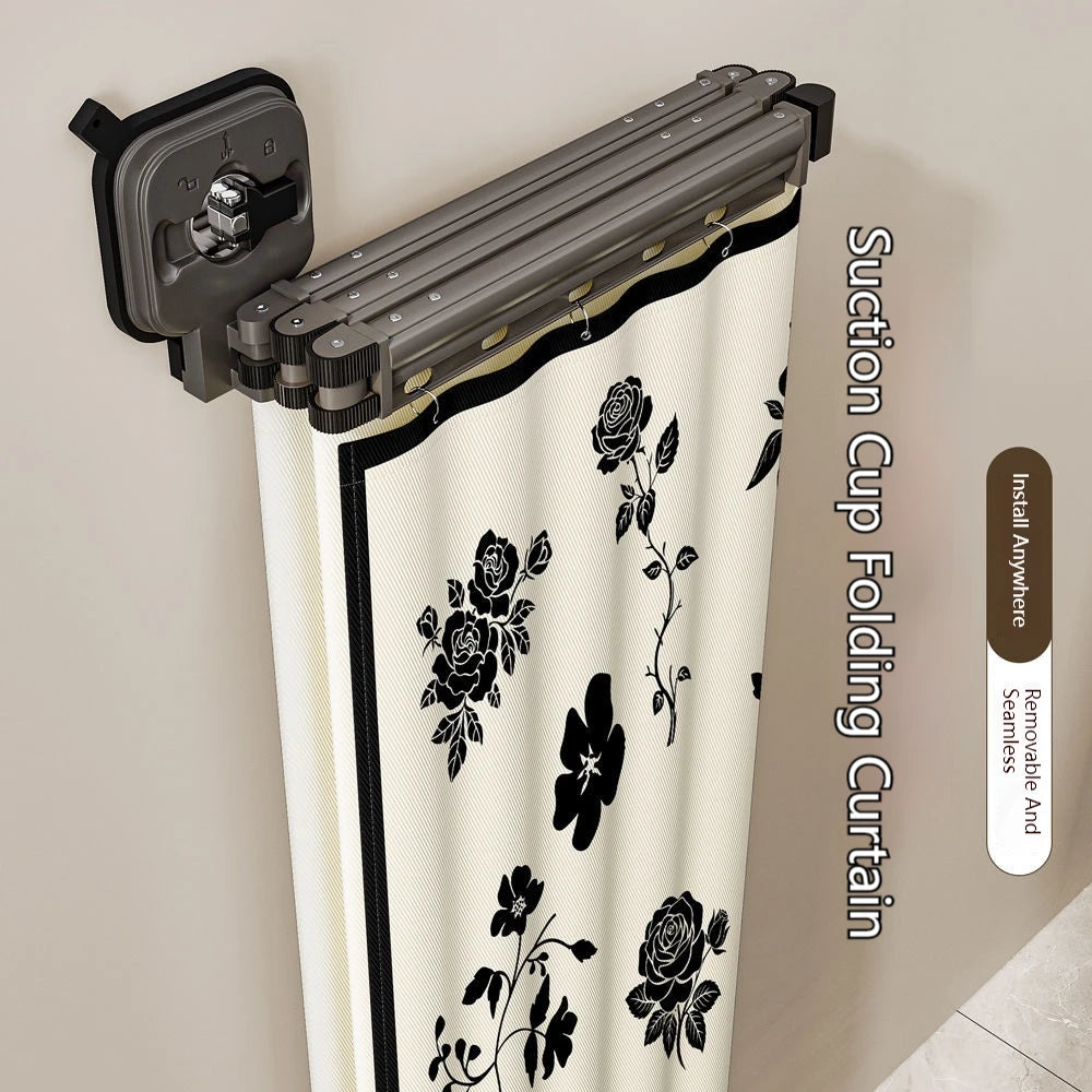 rideau douche pliable gris fixé ventouse respectueux l'environnement moderne joint beam