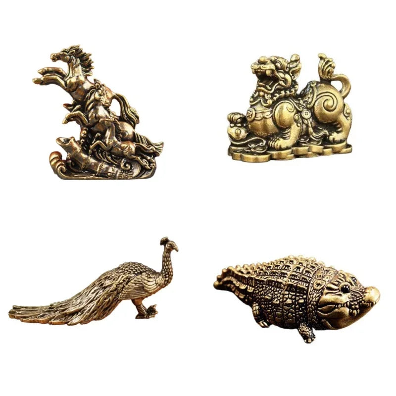 statuettes animales dorées statuette crocodile détaillée artisanat métal feng shui décoration intérieure ornement maison
