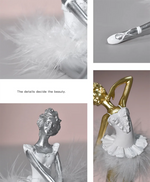 figurine danseuse résine argent doré blanc plume robe mariage anniversaire noël valentin