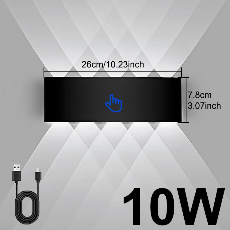 lampe murale led moderne noire interrupteur tactile charge usb chambre cuisine