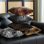 housse coussin double face imprimé léopard noir marron blanc moderne décoration maison voiture 50x50cm