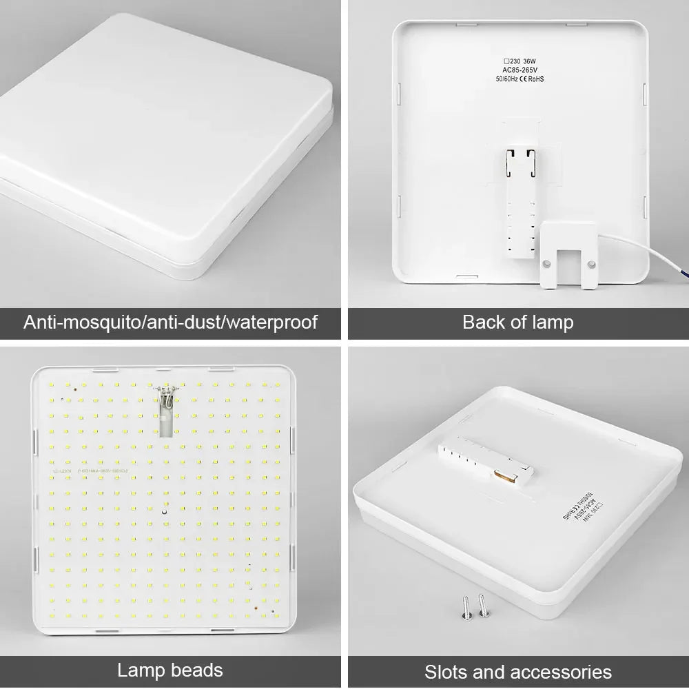lampe led moderne blanc plat carré clips simple.surface 18w 24w 36w 48w