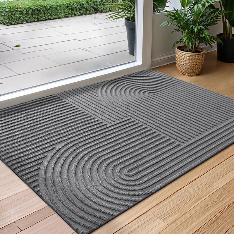 tapis d'entrée moderne anti dérapant polyester résistant saleté taille 45x75cm 60x90cm marron gris noir