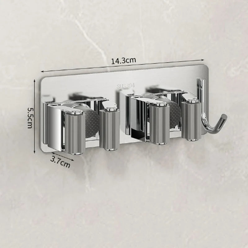 porte balais porte couverts adhésif mur noir gris moderne rangement cuisine salle bain