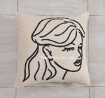 coussin abstrait brodé visages blanc moderne nordique 45x45cm decoration canapé chaise véhicule