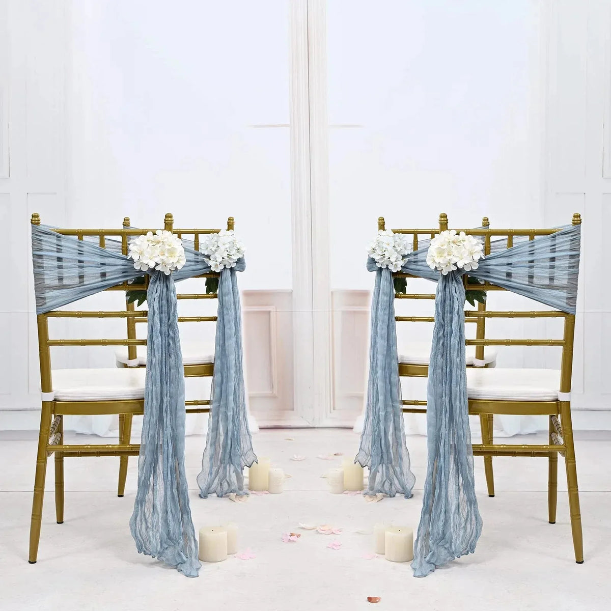 rubans chaise crêpés vert bleu marron adhésifs mariage décoration événement simples
