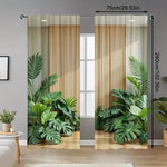 rideau occultant feuilles palmier moderne 100% polyester intégré balcon opacité beige vert