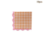 serviettes papier festives carreaux fruits pommes poires anniversaire mariage printemps orange rose