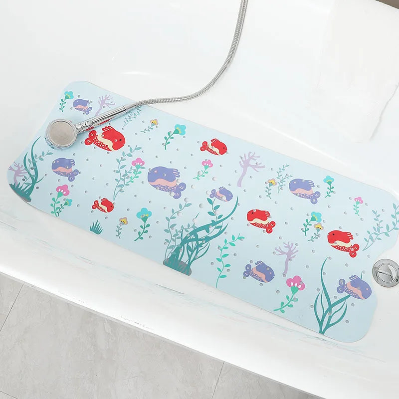 tapis bain anti dérapant thème marin poissons coraux dimensions 100cm 40cm moderne enfantin