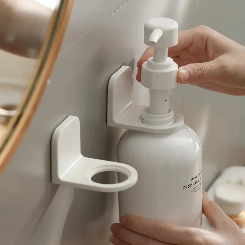 porte flacons mural adhésif blanc moderne minimaliste support brosses dents flacons savon gel douche