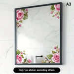 miroir adhésif moderne fleurs feuilles verte doré noir floral amovible chambre salle bain