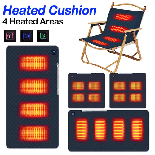 coussin chauffant électrique noir tissu carreaux moderne 50w 6h usb camping extérieur