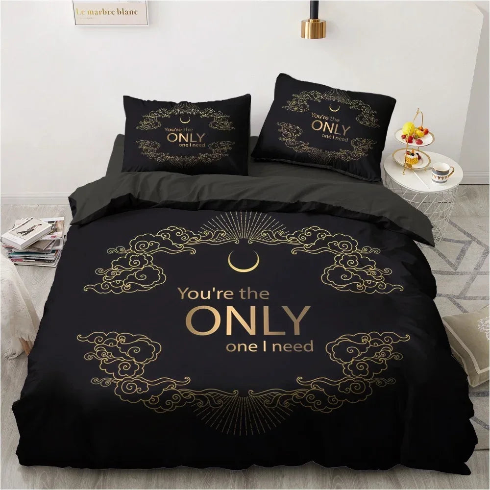 Taie d'oreiller assortie avec motif doré géométrique