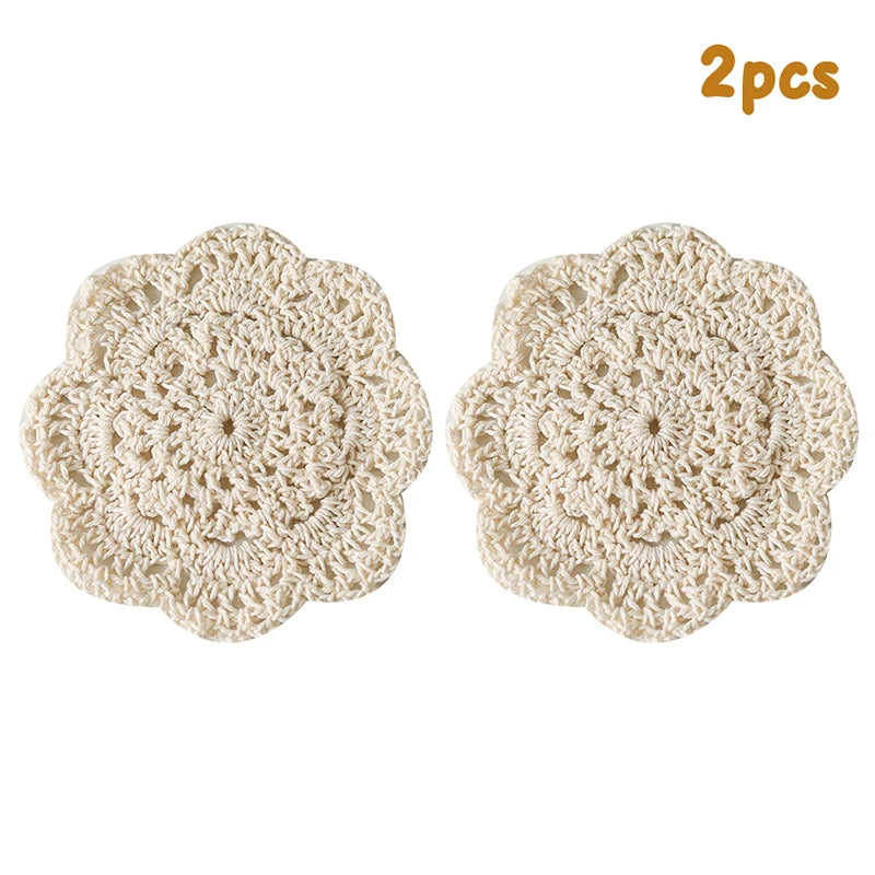 serviettes table crochet fleuri traditionnel beige clair maison restaurant decoration bohème artisana