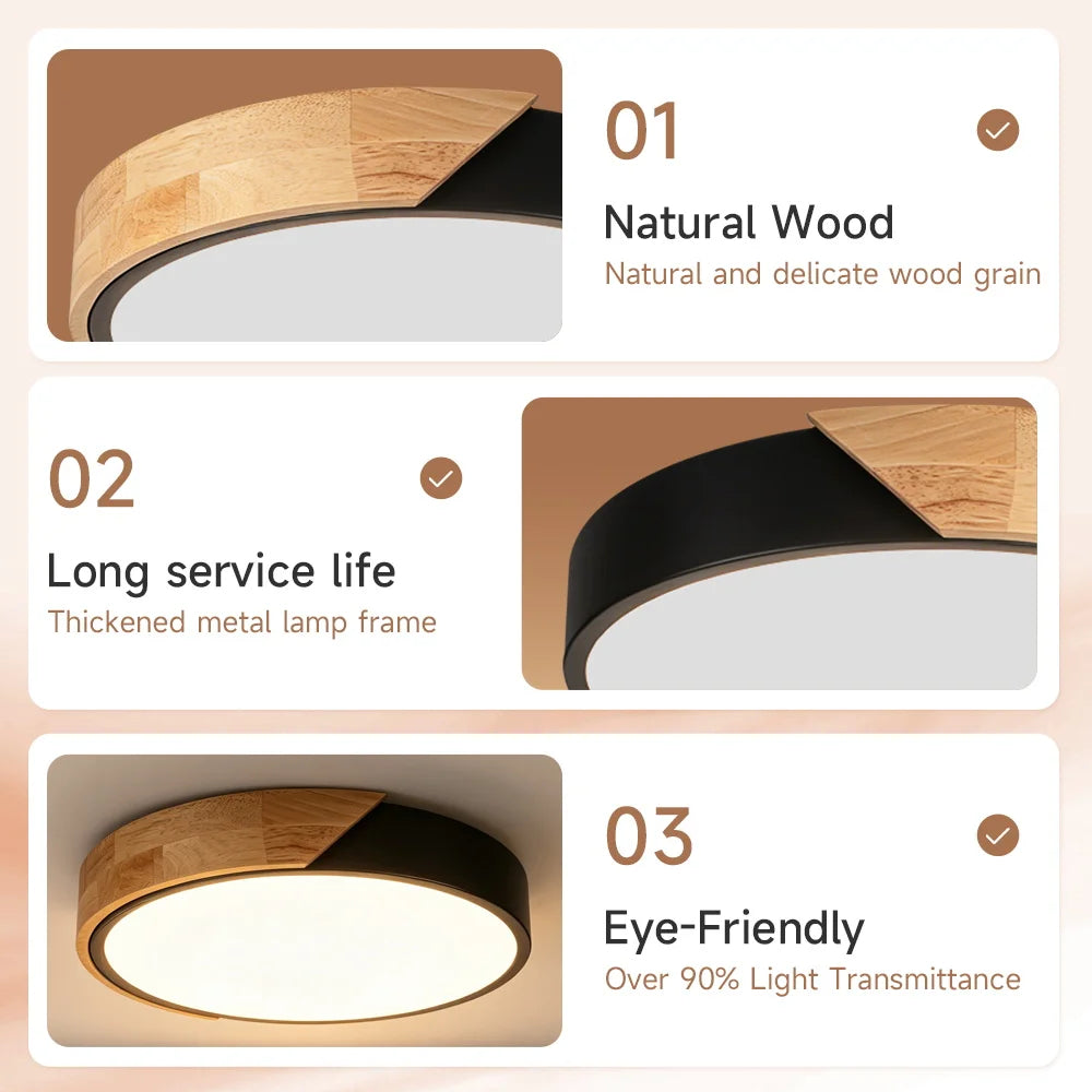 Lampe LED bois moderne télécommande éclairage variable surface opaque minimaliste