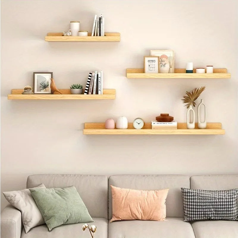 présentoir mural bois minimaliste moderne étagère flottante salon rangement écologique single tier