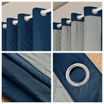 rideau hiver bleu marine moderne opacité 100 polyester anneaux métalliques quilted 132x241cm chambre salon