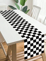 nappe table course automobile motif carreaux noir blanc décoration salon salle manger