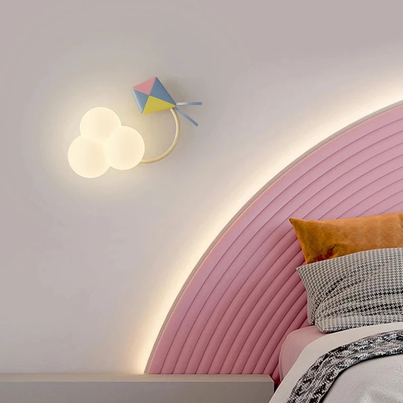 lampe murale moderne nuages avions cerfs volants étoiles arc ciel enfants led multicolore