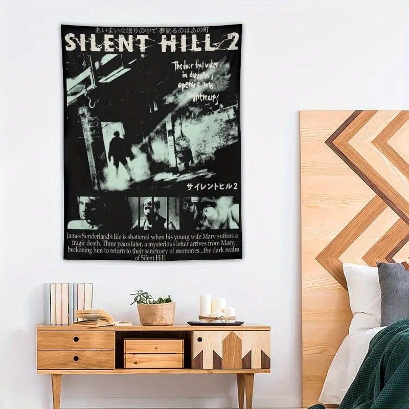 décoration murale poster graphique silent hill noir blanc jeux horreur chambre salon