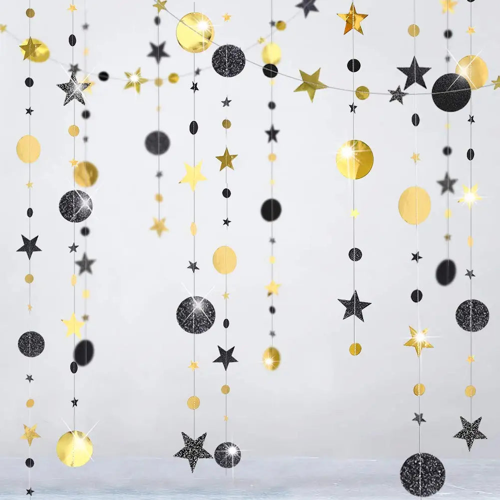 guirlande or argent étoiles paillettes festives moderne anniversaire mariage deco chambre fil suspension disco