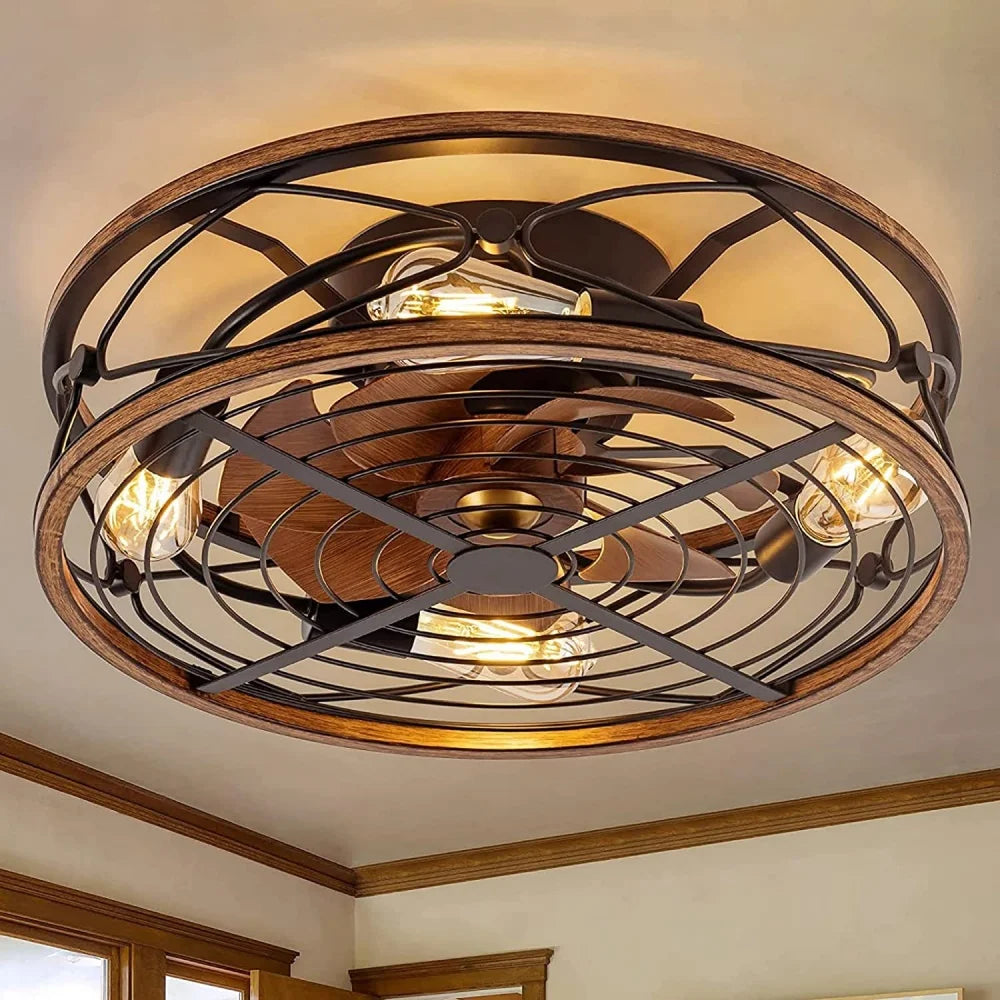 ventilateur lampe noir mat rustique modernes pales lisses éclairage domestique télécommande led invisible certifications