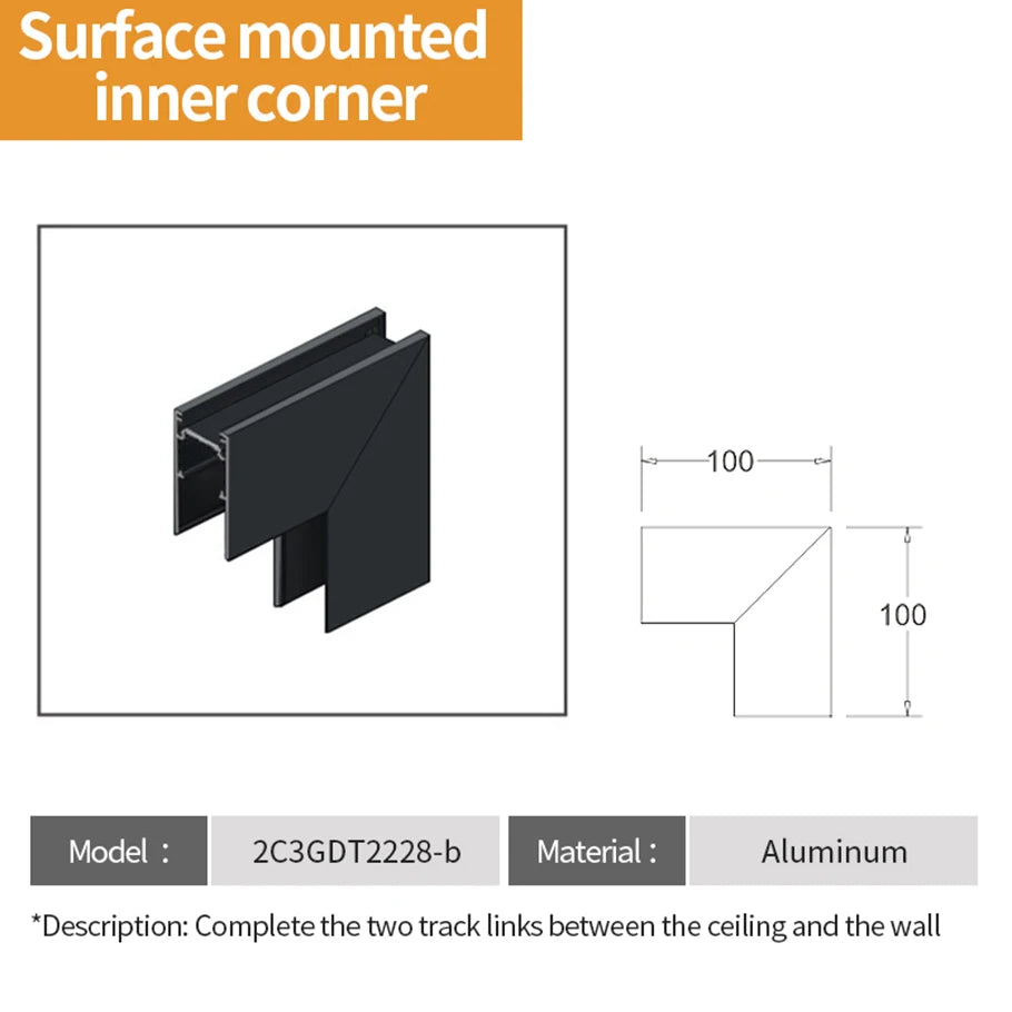 rail led magnétique noir mètres connecteurs d'angle clips fixation moderne