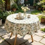 nappe table motif floral oiseaux classique beige clair vert bleu rustiqueversible machine