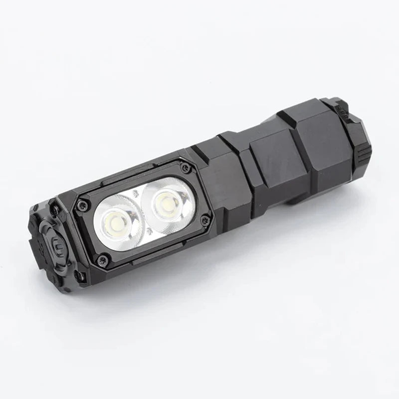 lampe frontale rechargeable batterie 18650 deux leds réglable tête inclinable extensible camping