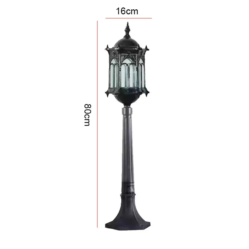 lanterne jardin noir bronze ornements gothiques verre translucide classiqueextérieur éclairage led ip65