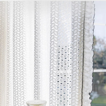 rideau blanc dentelle motif feuilles moderne élégant translucide salon chambre maison