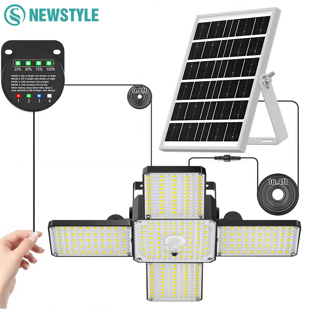 lampe solaire extérieure détecteur mouvement 268 led noir moderne étanche garage cour