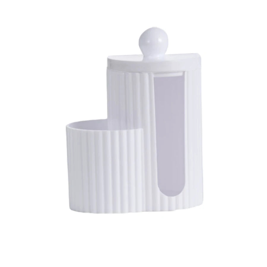 boîtes coton tiges transparentes rayées moderne rangement maquillage éponge coton tiges salon salle bain