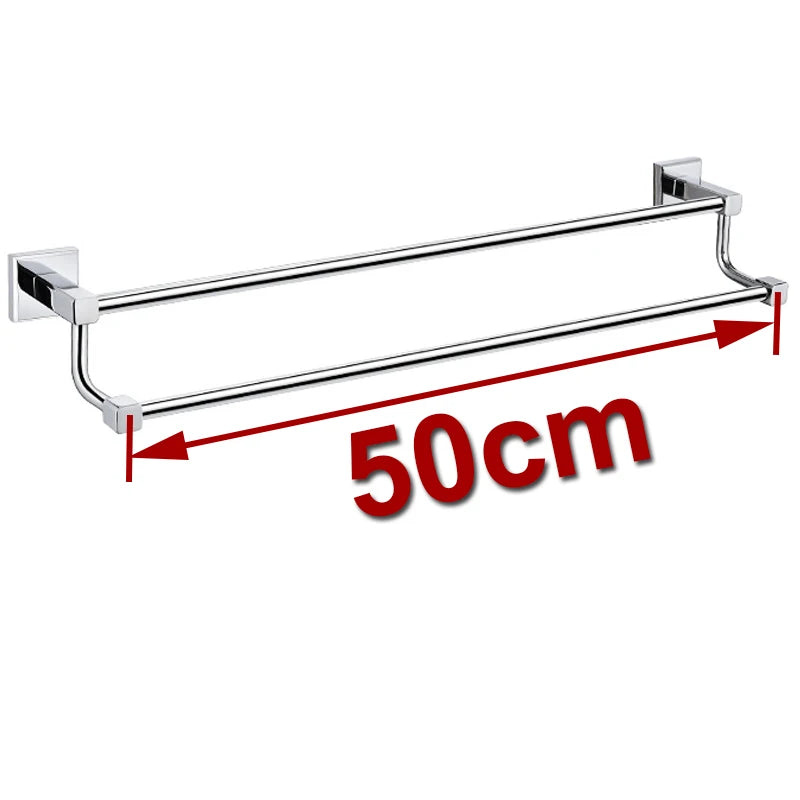 porte serviettes mural chrome acier inoxydable double barres vis moderne fixation