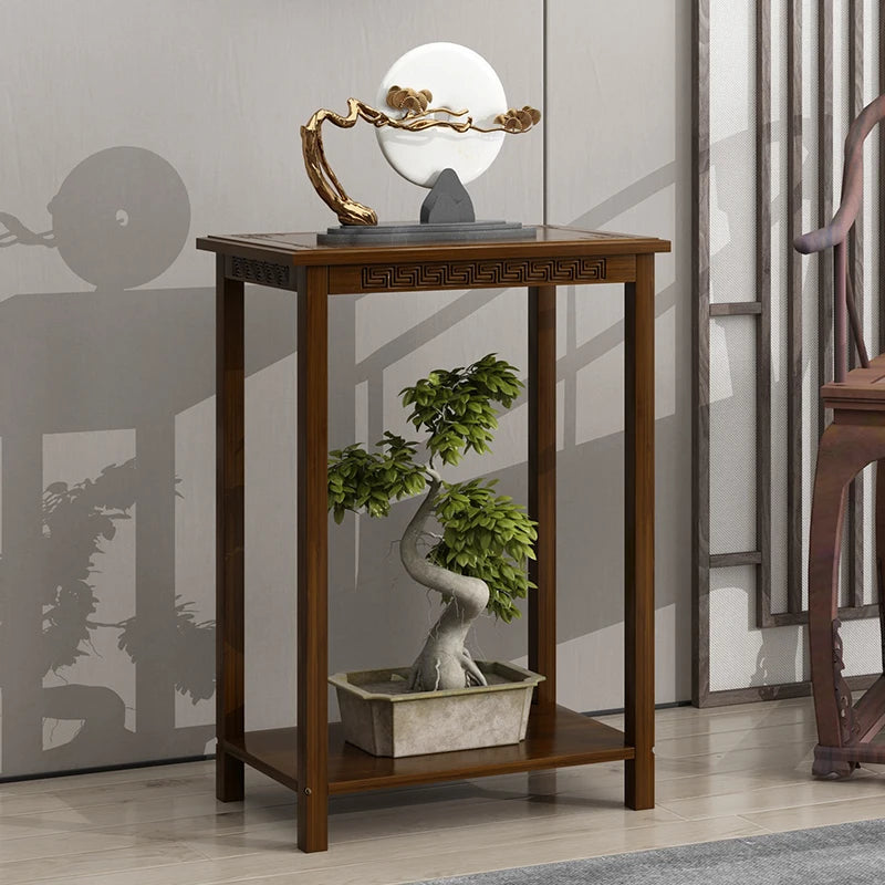 meuble plante moderne gravure traditionnelle marron foncé vases sculpturales or doré