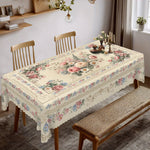 nappe table fleurs printemps été rose blanche imperméable machine réutilisable moderneextérieurhôtelévénement