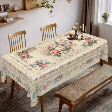 nappe table fleurs printemps été rose blanche imperméable machine réutilisable moderneextérieurhôtelévénement