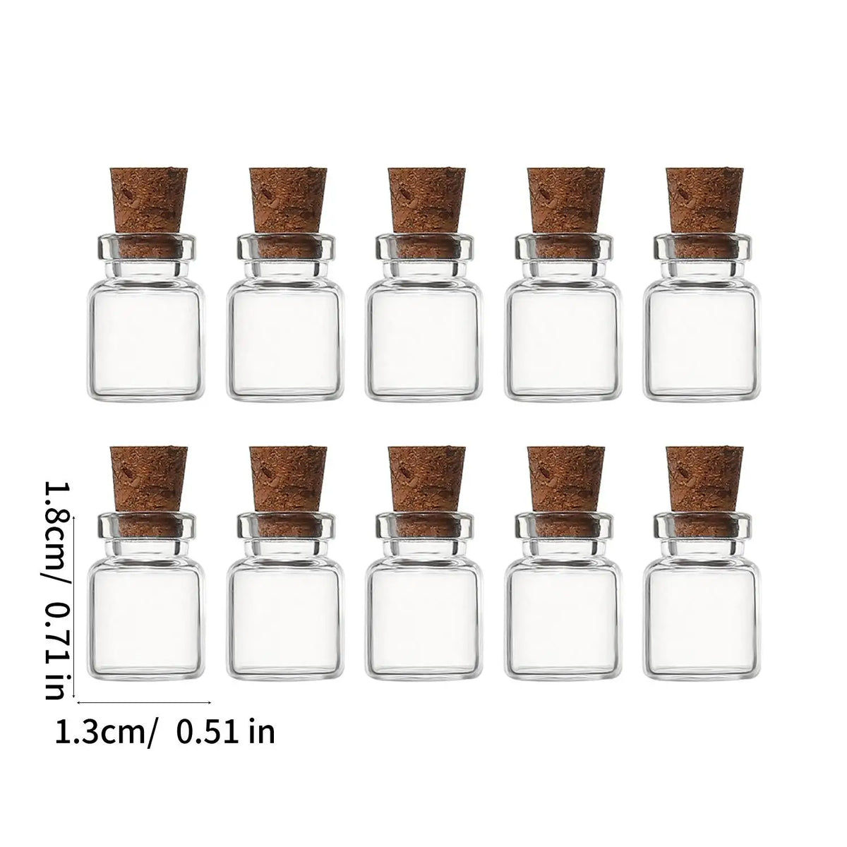 bouteilles verre transparentes bouchon liège charms huiles essentielles coquillages