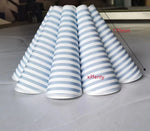 abat jour table tissu rayures bleu blanc rouge moderne anneau central opaquet cable blanc
