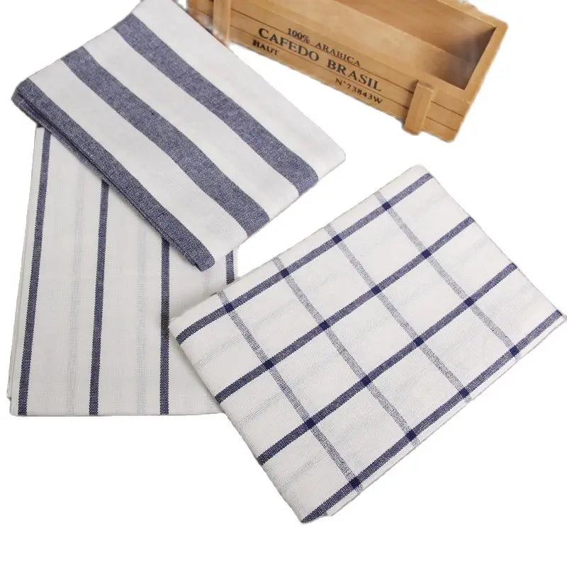 serviettes cuisine coton blanc bleu marine rayures classiqueReusable Washable Table Mat Napkin Dinner