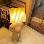 lampe table moderne plissée blanc jaune led chambre coucher contemporain interrupteur tactile
