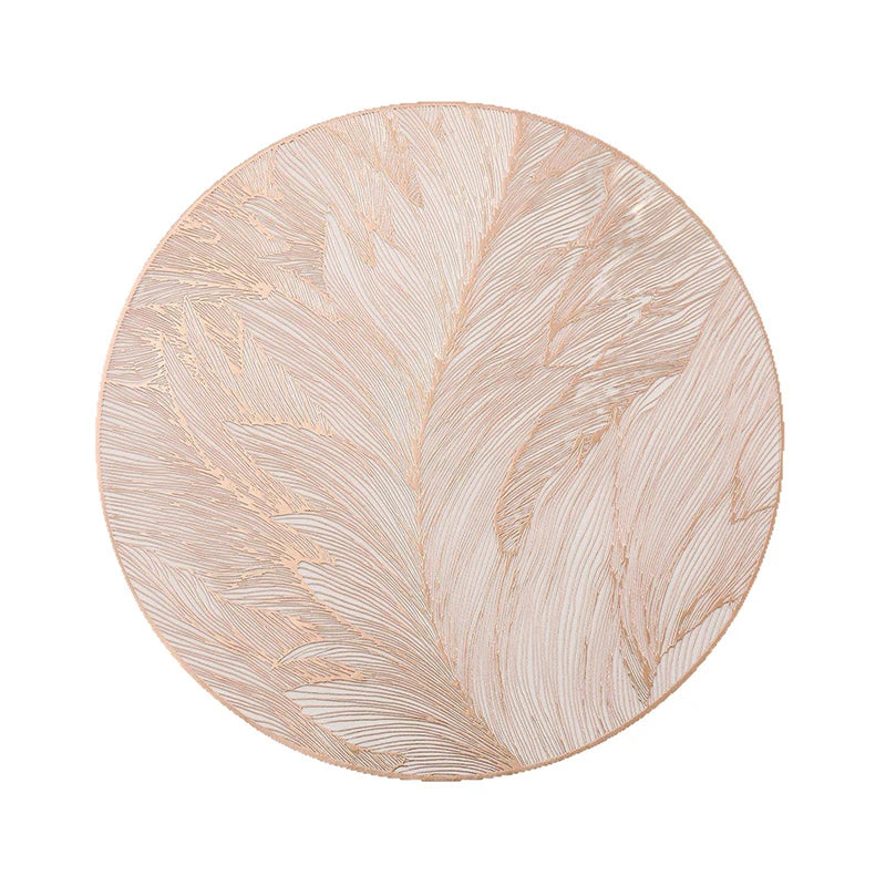 placemat moderne élégant blanc feuilles stylisées dorées résistants chaleur antidérapants accessoire cuisine